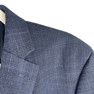 Michael Kors Sport Coat 42L Navy Plaid Two Button Dual Vent Polyester Viscose